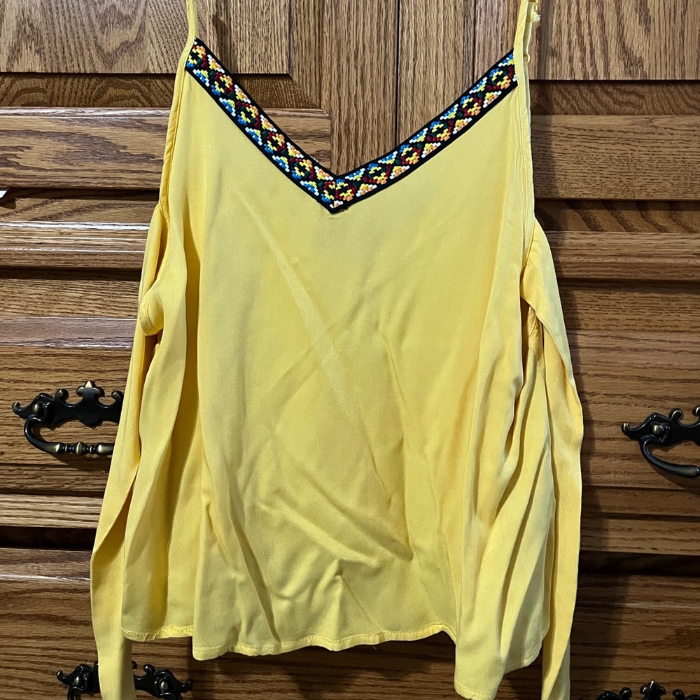Yellow Tank with braided trim size S